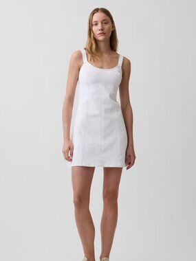 Gap White Denim Paneled Mini Dress Small NWT Women's Casual Summer Jean Dress